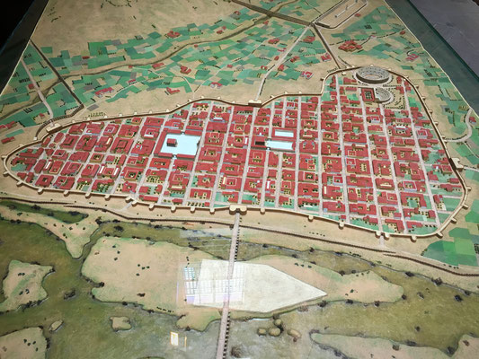 So hat die Stadt Emerita Augusta (hier im Modell)  etwa ausgesehen um 100 n. Chr.