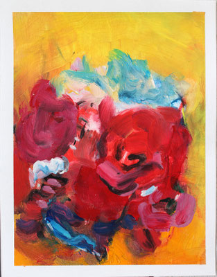 Feuerrosen II, Acryl auf Papier, 19x15 cm