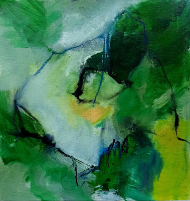 o.T., Acryl auf LPapier, 20x20 cm