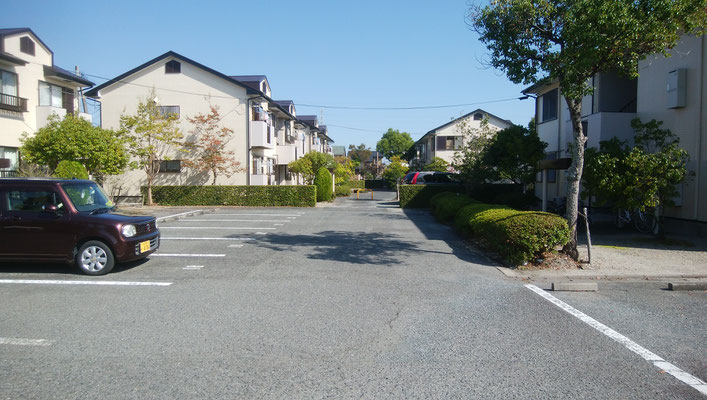 西側駐車場より公園入り口方面