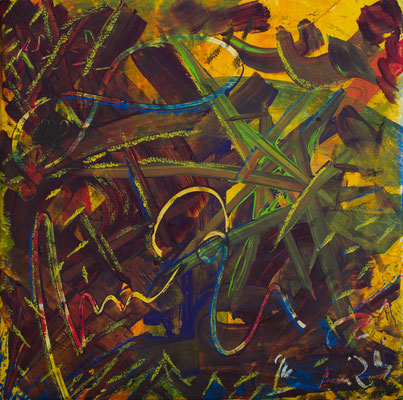 Tropical Reggae - Acryl auf Leinwand, 68x68 cm, 2023, U. Schachner - VERKAUFT
