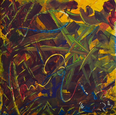 Tropical Reggae - Acryl auf Leinwand, 68x68 cm, 2023, U. Schachner - VERKAUFT