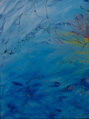 Die Reise zu den Pinguinen - Acryl auf Leinwand, 30x40 cm, 2023, C. Purgina - VERKAUFT