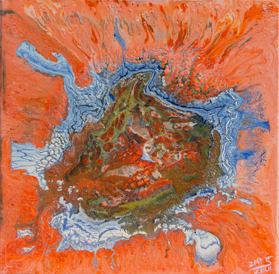 The big splash - Fluid Painting, 50x50 cm, 2017, S. Ulrich - VERKAUFT