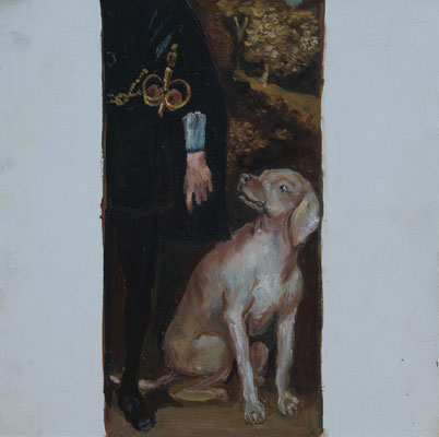 Hund - Öl auf Malplatte, 36x36 cm, 2016, M. Kaltenböck