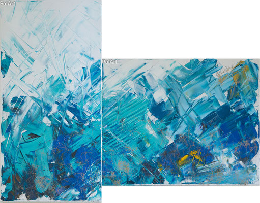 Leuchtturm im Sturm - Acryl auf Leinwand, 30x60, 50x40 cm, 2024, U. Schachner - VERKAUFT