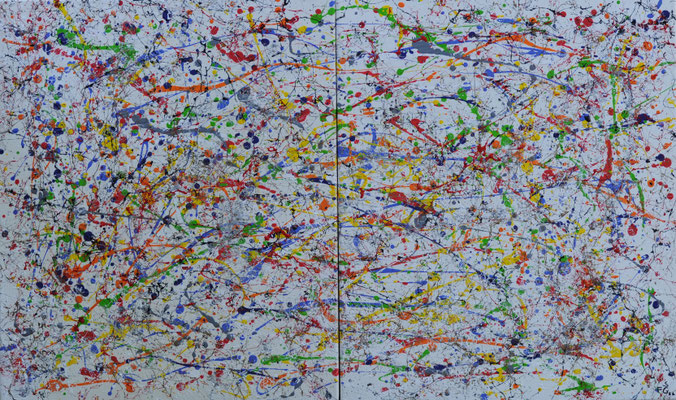 Doppelte Freude - Acryl auf Leinwand, 2x50x60 cm, 2026, F. Grímsson, S. Grímsson