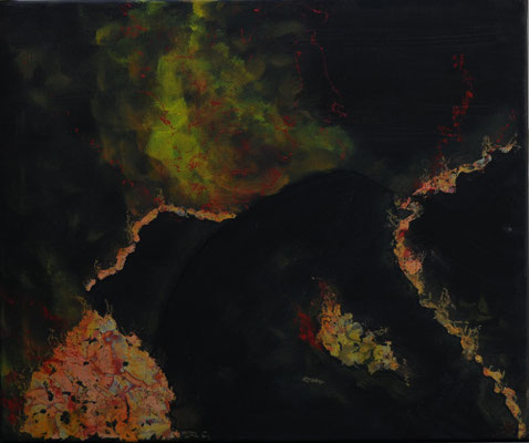 Lava - Acryl auf Leinwand, Mischtechnik, 60x50 cm, 2026, U. Schachner