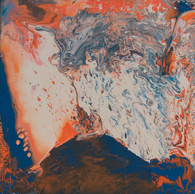 Vulkan - Fluid Painting, 60x60 cm, 2017, M. Weber - VERKAUFT