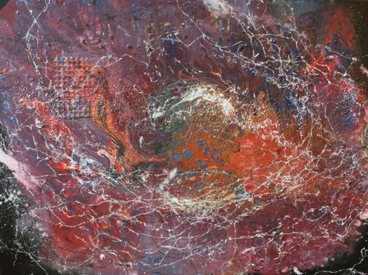 Galaktrischer Nebel I - Acryl-Collage auf Leinwand, 80x60 cm, 2017, S. Ulrich