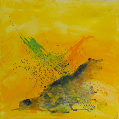 Splash – das blaue Krokodil - Acryl auf Leinwand 70x70 cm, 2019, U. Schachner - VERKAUFT