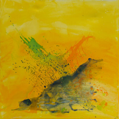 Splash – das blaue Krokodil - Acryl auf Leinwand 70x70 cm, 2019, U. Schachner - VERKAUFT