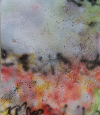 Im Garten - Lack, Leinwand auf Holzplatte 67x77 cm, 2019, U. Schachner, S. Ulrich - VERKAUFT