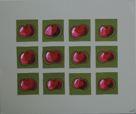 Fruchtige Vielfalt - Acryl auf Leinwand, Collage, 50x60 cm, 2026, U. Schachner