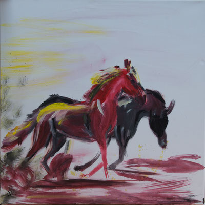 Im Galopp - Acryl auf Leinwand 70x70 cm, 2019, H. Halbritter - VERKAUFT
