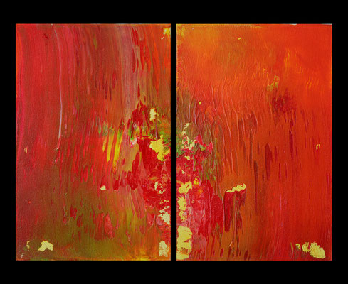 orange - Abstrakt 11/2006 - Acryl auf Leinwand, 2x 20x30 cm, 2005, S. Ulrich - VERKAUFT