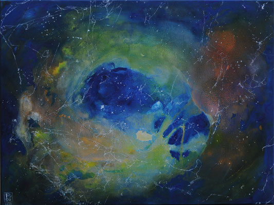 Space Odyssee - Acryl auf Leinwand, 80x60 cm, 2026, S. Ulrich, F. Grímsson