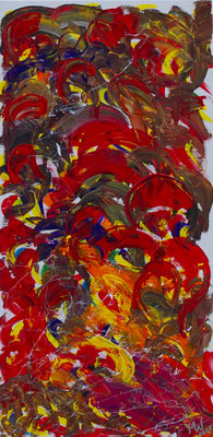 Feuerquallen - Acryl auf Leinwand, 30x60 cm, 2025, M. Weber