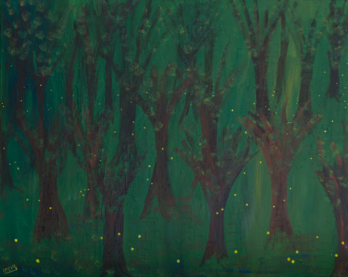 Glühwürmchen - Acryl auf Leinwand, 100x80 cm, 2023, U. Schachner