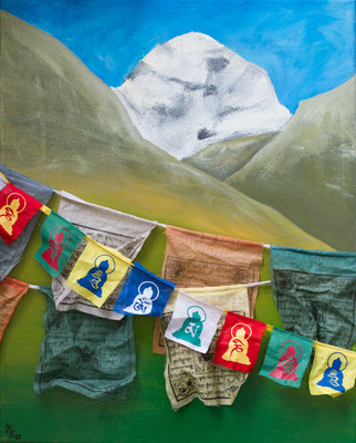 Kailash II - Acryl auf Leinwand, mixed media, 40x50 cm, 2024, K. Kölzer
