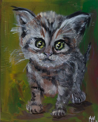Mieze - Acryl auf Leinwand, 40x50 cm, 2017, H. Halbritter - VERKAUFT