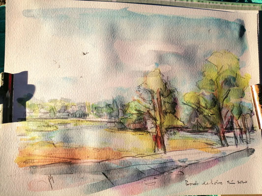severine saint-maurice, lescerclesdelumiere.com, aquarelle de severine saint-maurice, le pont wilson