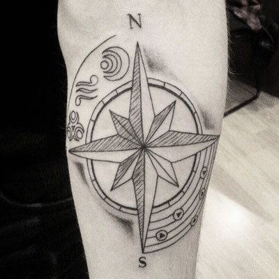 compass Zelda fineline tattoo 