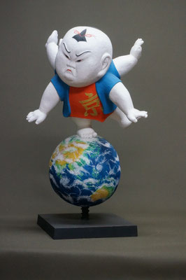 木08　バランス　サイズ57ｃｍX37ｃｍｘ30ｃｍ　楠　アクリル絵の具