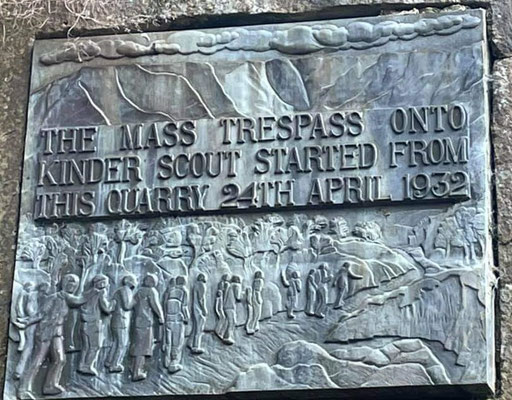 A sign marking the starting point of the Mass Trespass in 1932
