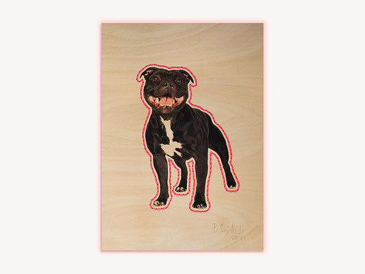 Barbara Reck-Irmler: Hund Nr. 2 · 2019 • C-Print auf Sperrholz, Textilgarn • 84 x 119 cm