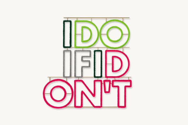 Barbara Reck-Irmler · I DO IF I DON'T 1 · 2022 · Textil, Schichtholz · 92 x 89 cm· Private Sammlung