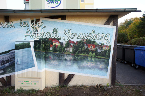 Landschaftsmalerei auf Betonwand Aussengraffiti  - Rostock