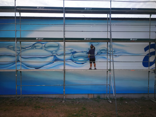 Gestaltungs Ideen Graffitimalerei Graffiti auf der Fassadenwand Giebelbemalung München