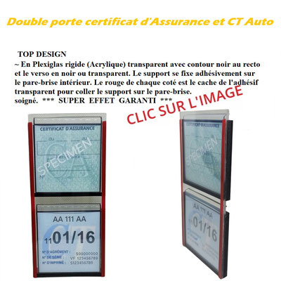 Support Porte certificat vignette d'assurance automobile - Site de sca-auto  !