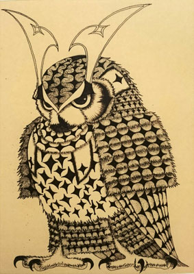 owl warrior -SYOGUN-　　2014　216×157　エッチング　ed.30