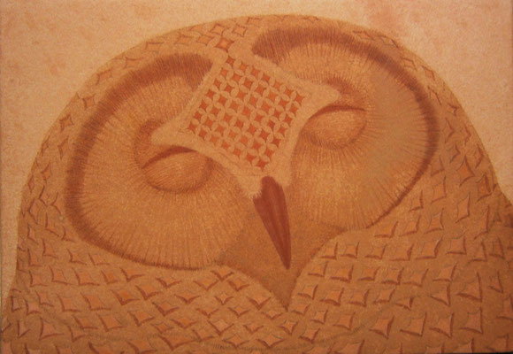 happiness　　2013　SM　土佐麻紙、植物染料、土絵具、墨　●