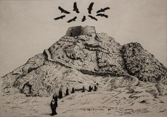 sky burial　　2015　295×420　樹脂版ドライポイント