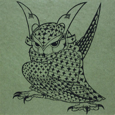 owl warrior -BATTOU- (uguisu)　　2017　120×120　エッチング　ed.5