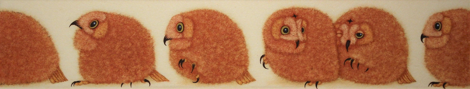 けだまんじゅう Ⅳ　　2019　72×360　神宮紙、植物染料、顔料　●