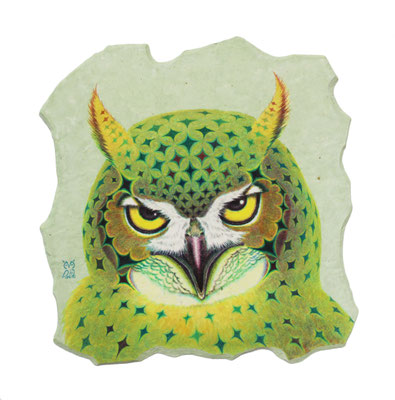 Face 4　　2023　215×210　タトウ紙にモノタイプ、アクリル絵具
