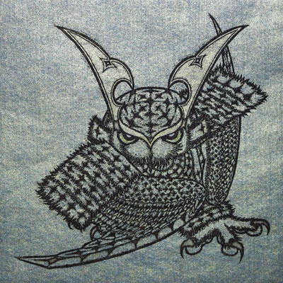 O.W.L -BATTOU 改- (kin-ai)　　2019　150×150　エッチング、手彩色　ed.5