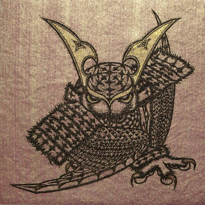 O.W.L -BATTOU 改- (kin-momo)　　2019　150×150　エッチング、手彩色　ed.5