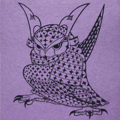 owl warrior -BATTOU- (shikon)　　2017　120×120　エッチング　ed.5