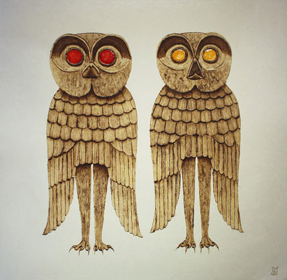 Owlmen　　2018　525×520　ミクストメディア