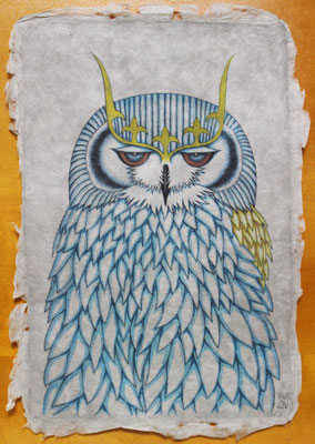 the bird of Hermes　　2016　300×200　樹脂版ドライポイント、手彩色　●