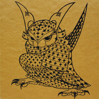 owl warrior -BATTOU-(yamabuki)　　2017　120×120　エッチング　ed.5