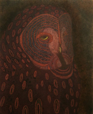 grave　　2013　F3　土佐麻紙、植物染料、土絵具、墨　●
