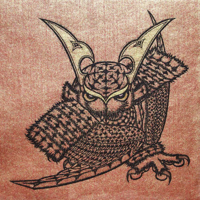 O.W.L -BATTOU 改- (kin-aka)　　2019　150×150　エッチング、手彩色　ed.5