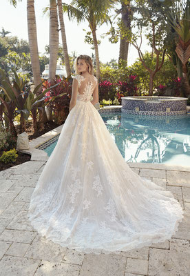 VeryNice Brautmode Prinzessinnen-Kleid Modell 1011 von DEMETRIOS mit ornamentaler Spitze und spitzenbesetztem Rücken