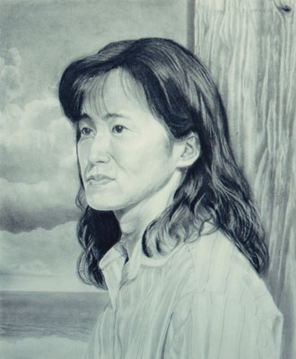 「K婦人の肖像」F８号　スケッチブック　鉛筆